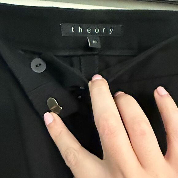 Theory Black Benetta Checklist Fabric Dress Pants Size 10 NWT - Picture 2 of 4